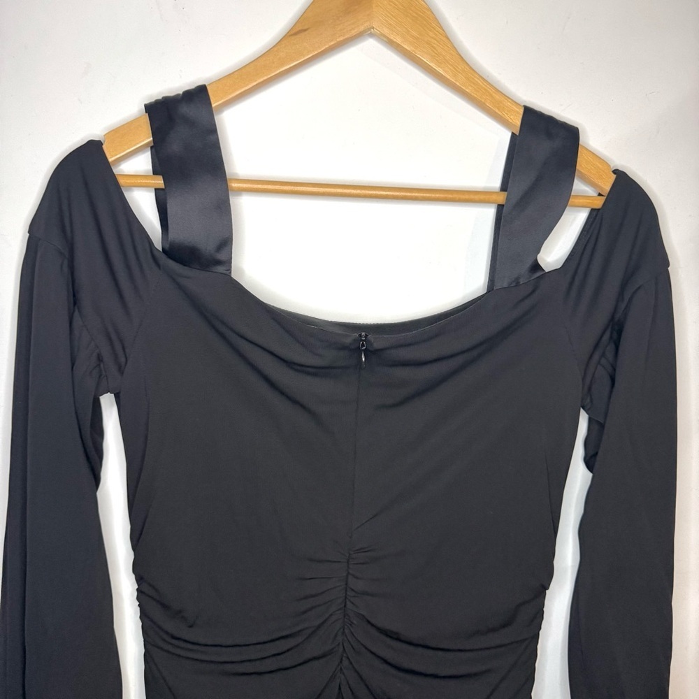 David Meister Black Cold Shoulder Long Sleeve Cocktail Dress Size Medium - Picture 5 of 11